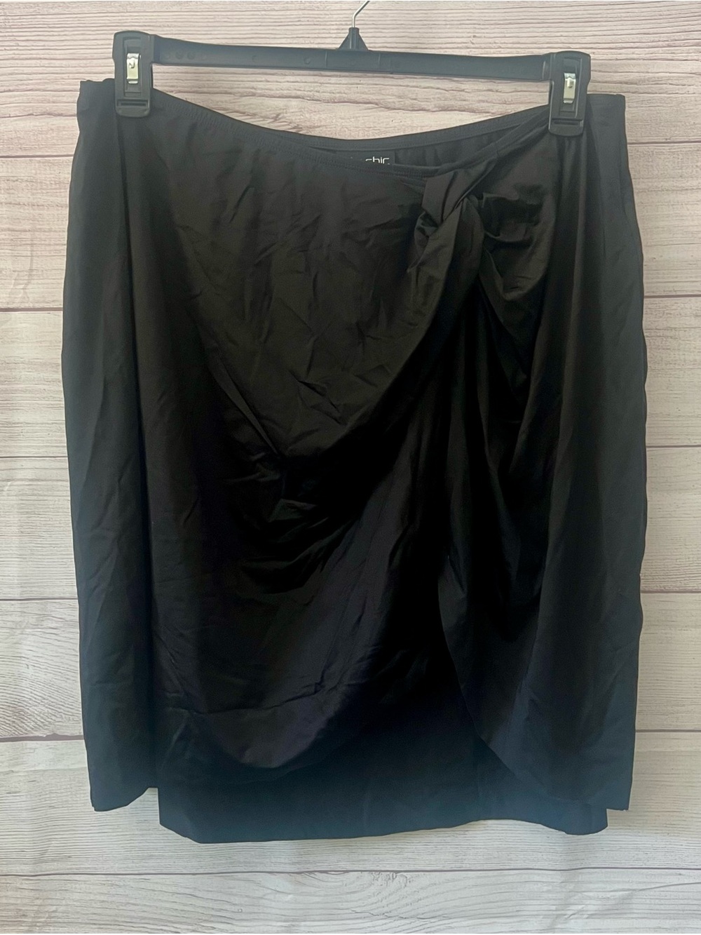 City Chic Black Swim Skirt Coverup with Front Cinch/Knot
